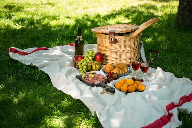 Picnic en el parque sobre hierba verde | Foto Premium