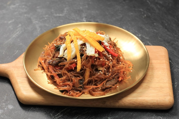 Plato De Fideos Chapchae De Vidrio De Cocina Coreana Japchae Con