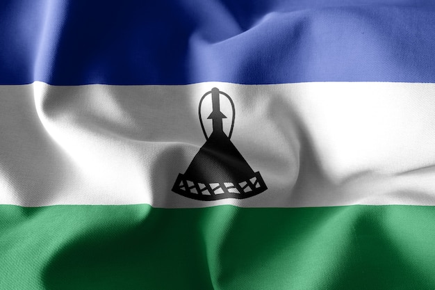 Representaci N D Realista Ondeando La Bandera De Seda De Lesotho