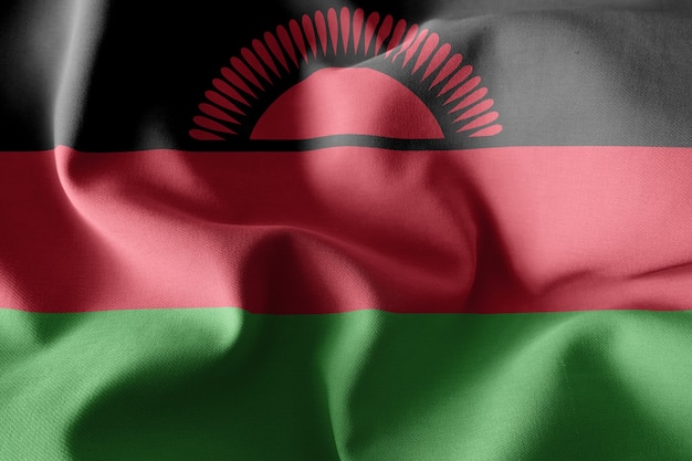 Representaci N D Realista Ondeando La Bandera De Seda De Malawi Foto