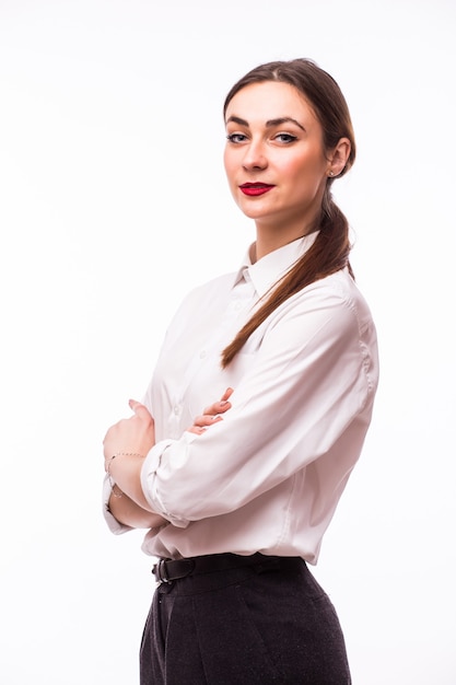 Retrato De Mujer De Negocios Sonriente En Blanco Foto Gratis 5082