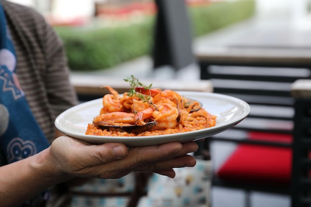 Risotto De Mariscos Con Camarones Mejillones Y Calamares Comida