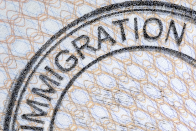 Sello de inmigración de pasaporte Foto Premium 