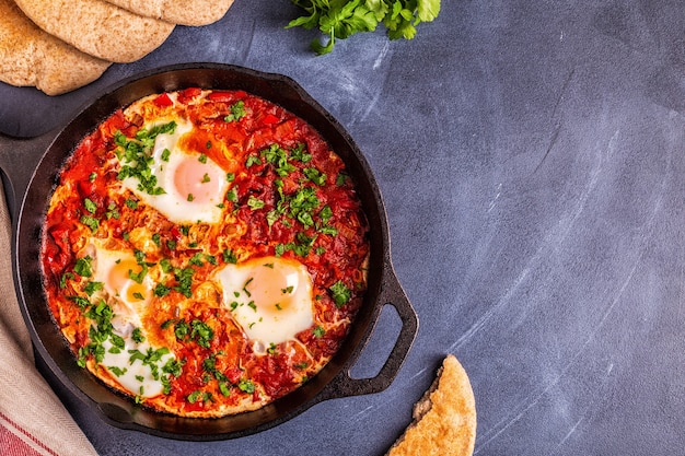 Shakshuka en una sartén Foto Premium