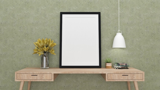 Simulacros de fotograma de póster con fondo interior, render 3d Foto Premium