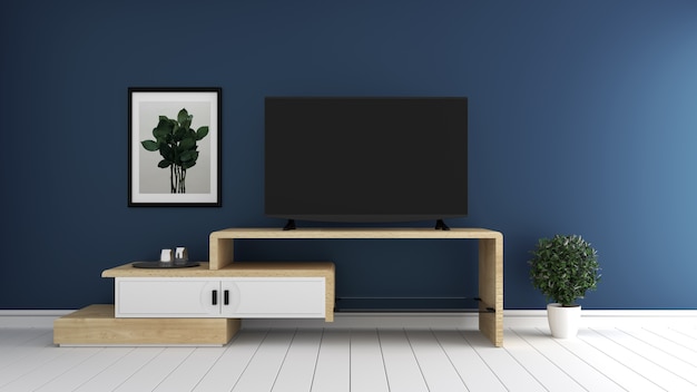 Download Smart tv mockup con interior de tropicalroom en la pared ...