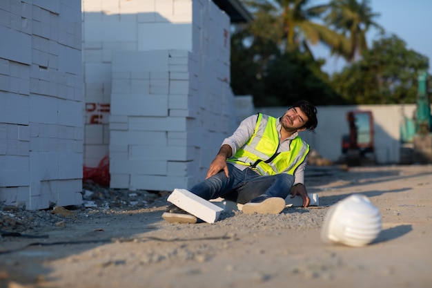 Trabajador De La Construcci N Tiene Un Accidente Tirado En El Suelo