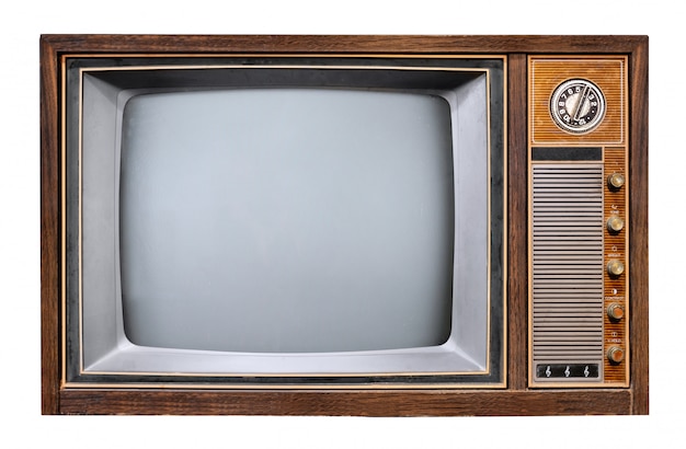 Tv de la vendimia - caja de madera antigua televisión. Foto Premium