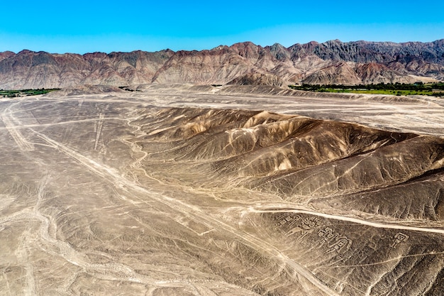 Vista aérea de los geoglifos de palpa patrimonio mundial de la unesco