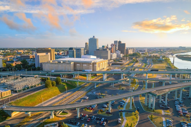 Vista A Rea Del Horizonte De La Ciudad De Memphis En Tennessee Ee