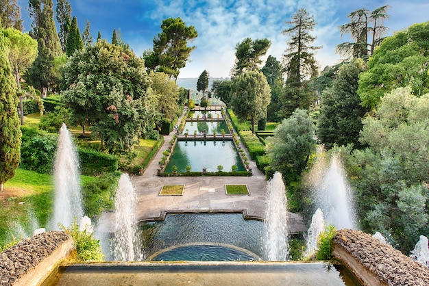 Vista aérea de villa d'este, tivoli, italia | Foto Premium