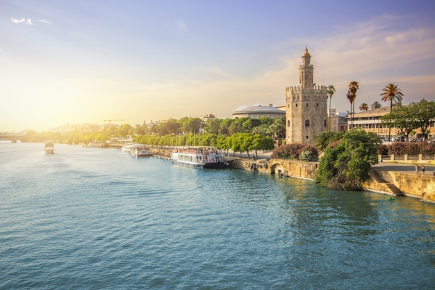 Résultat de recherche d'images pour "Vista de la Torre del Oro en Sevilla, junto al río""