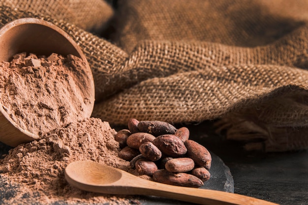 Dark cacao over a table