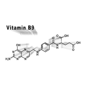 Vitamina B9 ácido Fólico Fórmula Química Estructural Sobre Fondo