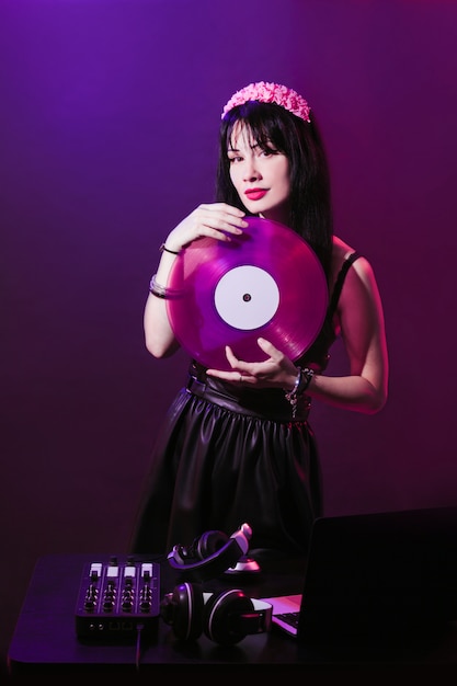 Attrezzatura Per Cuffie Da Dj Discoteca Ragazza Festa Retro