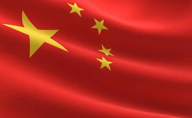 Bandiera Della Cina Illustrazione Della Bandiera Cinese Agitando Foto Premium
