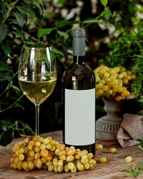 Bottiglia di vino bianco e un bicchiere | Foto Gratis