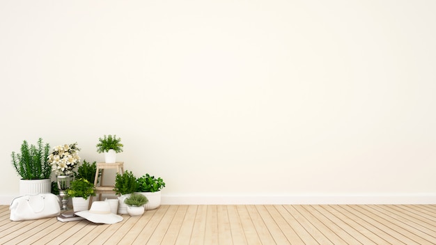 Faccia il giardinaggio in appartamento o nella caffetteria - rappresentazione 3d Foto Premium