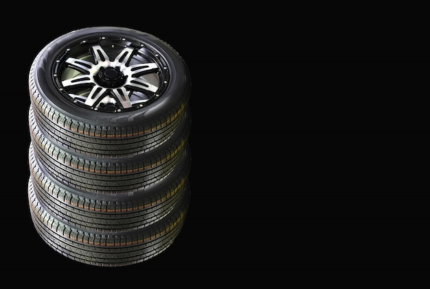 Gomme auto su sfondo nero Foto Premium
