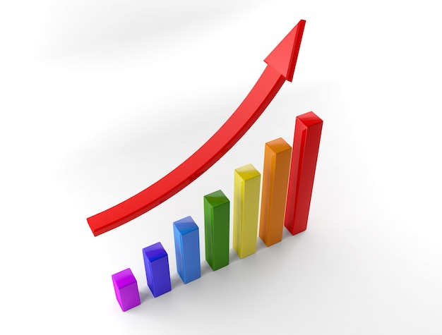 Grafici Commerciali Con Freccia Rossa In Aumento Foto Premium