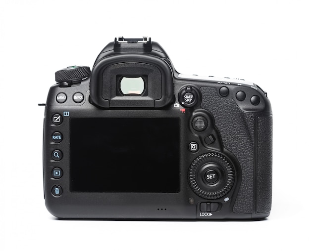 Macchina fotografica isolata su bianco Foto Premium