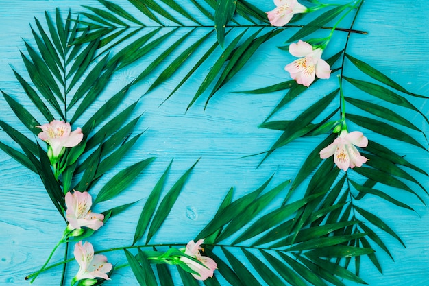 Pianta foglie e fiori sulla scrivania Foto Gratuite