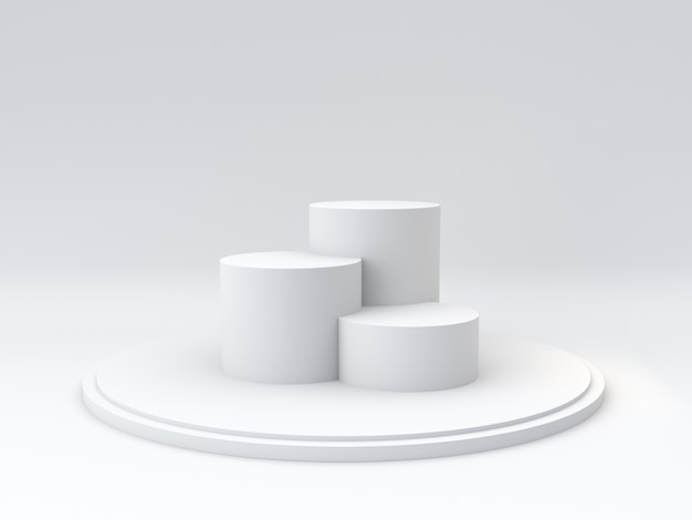 Podio vuoto dei vincitori su fondo bianco. rendering 3d Foto Premium