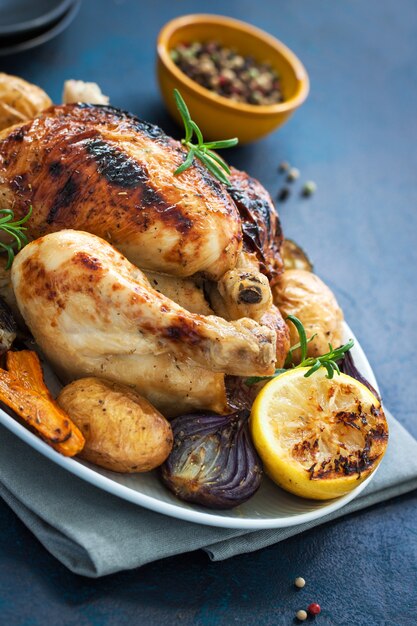 Pollo al forno con limone e verdure | Scaricare foto gratis