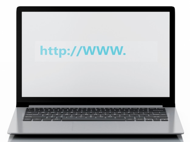 Ricerca web 3d sul computer portatile. concetto di internet Foto Premium