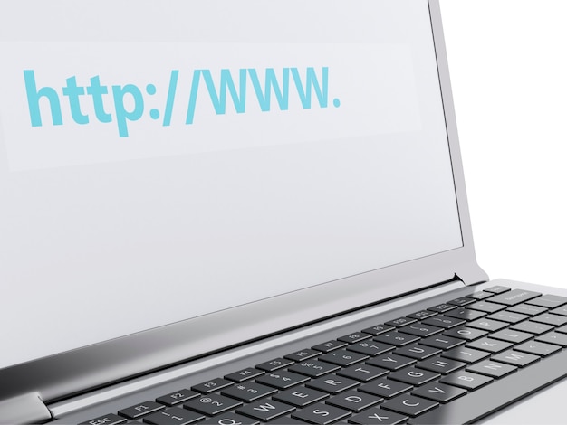 Ricerca web 3d sul computer portatile. concetto di internet Foto Premium