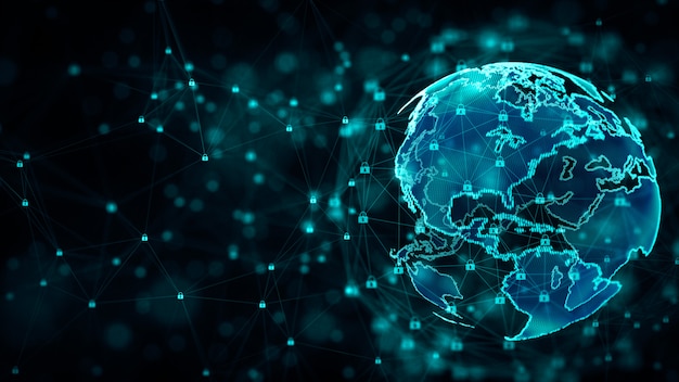 Sicurezza informatica e protezione della rete informatica con l'icona del lucchetto. Foto Premium