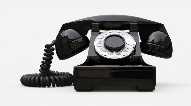 Foto Premium Vecchio Telefono Con Quadrante Nero Su Sfondo Bianco