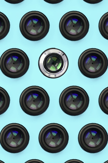 Algumas lentes de câmera com um padrão de abertura fechada Foto Premium