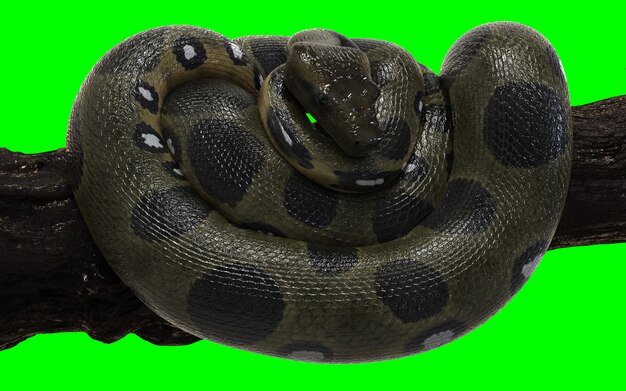 Anaconda verde do constrictor de boa com trajeto de grampeamento. Foto Premium