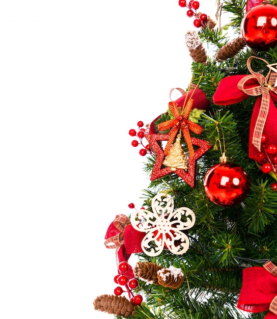 Cartão De Natal Ramos Verdes De Uma árvore De Natal Com Bolas E Os Flocos  De Neve Vermelhos Em Um Fundo Branco Ano Novo Ilustração do Vetor -  Ilustração de neve, flocos: