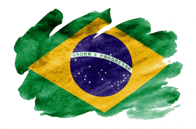 Bandeira Do Brasil Retratada No Estilo Aquarela L Quido Isolado No