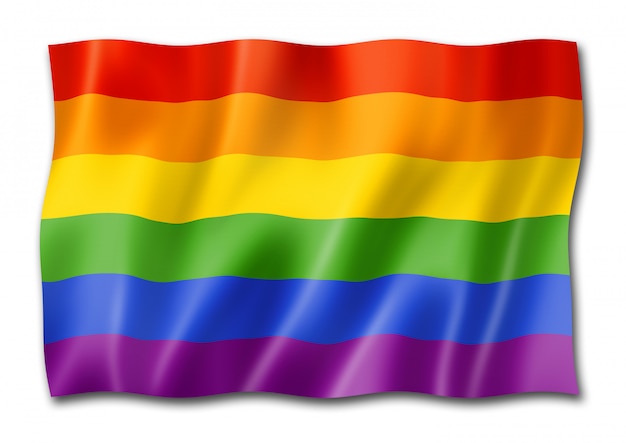 Bandeira Do Orgulho Gay De Arco Ris Isolada No Branco Foto Premium