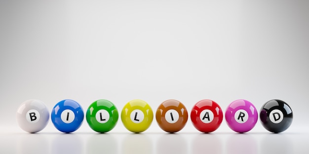 Bolas de bilhar coloridas em fundo branco com oito cores padrão Foto Premium