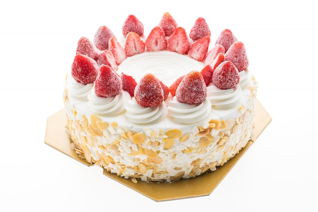 Bolo de sorvete de baunilha com morango no topo Foto gratuita