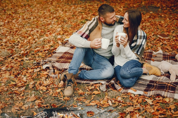 Casal Elegante Passar O Tempo Em Um Parque De Outono Foto Grátis 