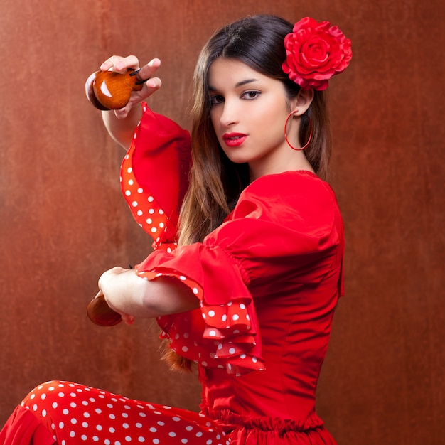 Castanholas Cigana Dancarina De Flamenco Espanha Menina Foto Premium