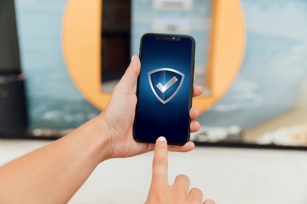 Close-up, smartphone, com, mock-up Foto gratuita