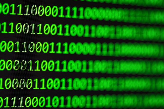 Códigos binários do computador. texto verde no fundo preto. | Foto ...
