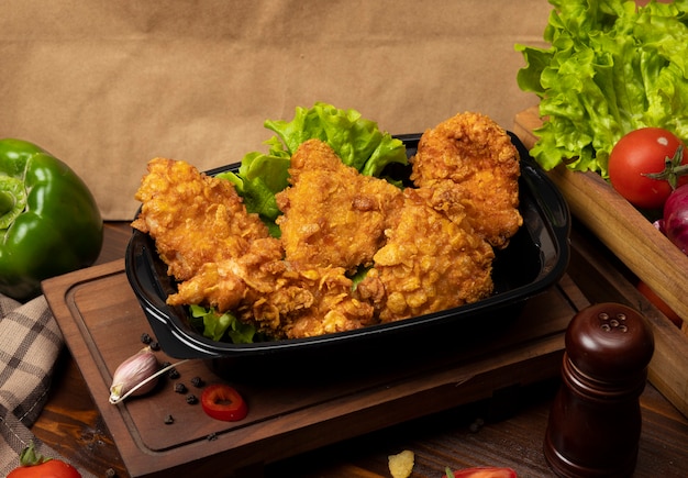 Coxinhas de frango crocante grelhado estilo kfc com bolachas Foto gratuita