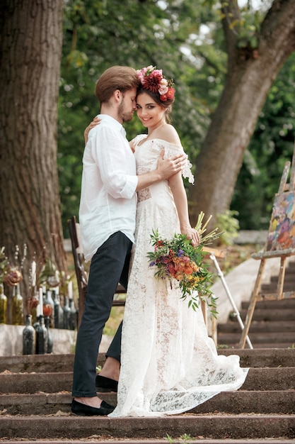 Decoração de casamento no estilo boho, arranjo floral ...