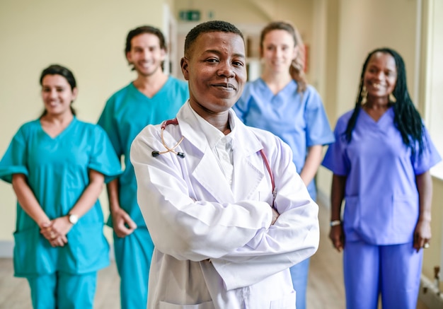 Equipe médica em um hospital Foto Premium
