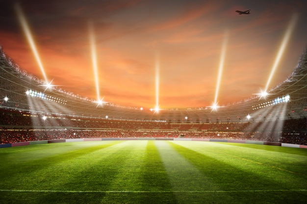 Estádio de futebol 3d render arena de campo de estádio de futebol Foto Premium