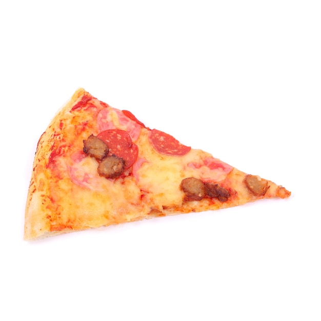 Fatia Triangular De Pizza Isolada Em Branco Vista Superior Foto Premium