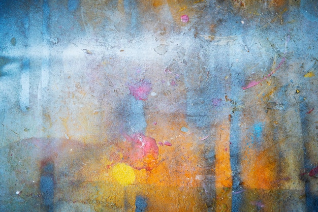 Fundo abstrato de colorido pintado na parede com grunge e riscado. Foto Premium