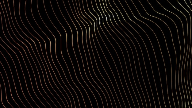 Fundo de linhas. linha abstrata. padrão listrado, elemento de néon de curva. cenário dinâmico. capa da apresentação. cor dourada Foto Premium